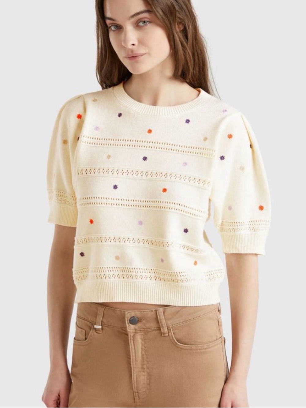 United Colors of Benetton Floral Knit Sweater, large